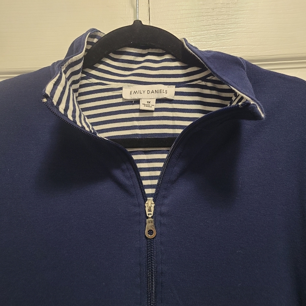 Emily Daniels Deep Blue Zip-Up Sweatshirt 1X - Picture 9 of 9